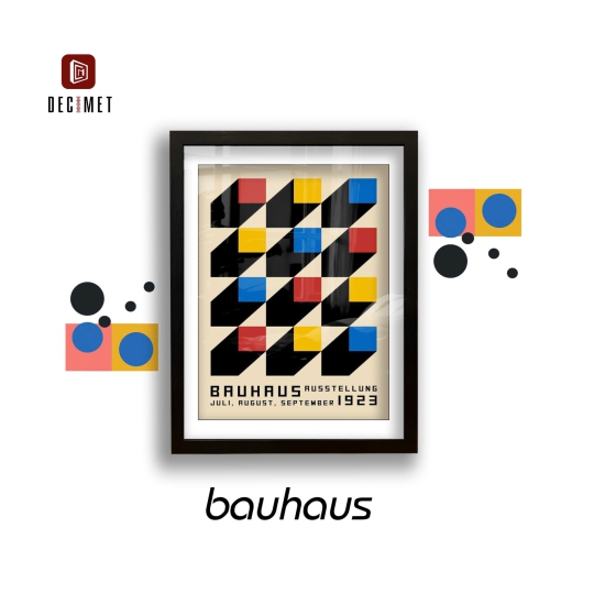 Tranh Khung Composite Đen Gân Bauhaus Exhibition Vintage