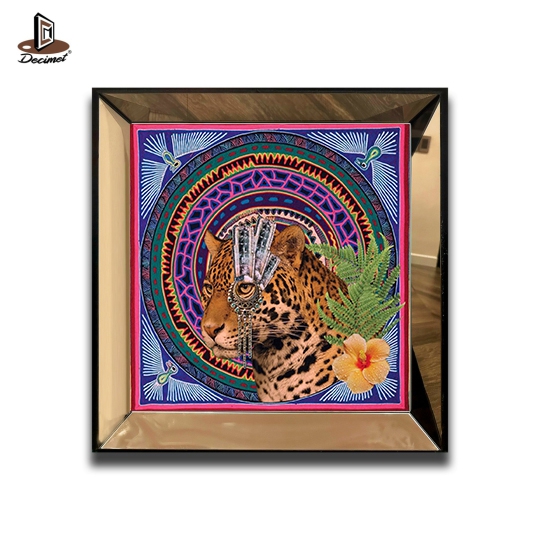 Tranh Khung Gương Bạc Custom Leopard