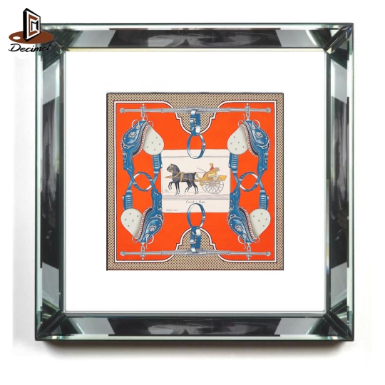 Tranh Khung Gương Vuông Hermes. Khăn Carrick A Pompe