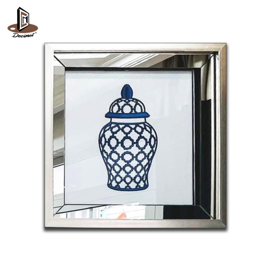 Tranh Khung Gương Bạc Ghép Composite Chinoiseries. Ginger Jar