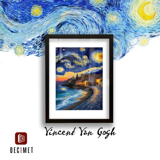 Tranh Khung Composite Đen Gân Starry Night