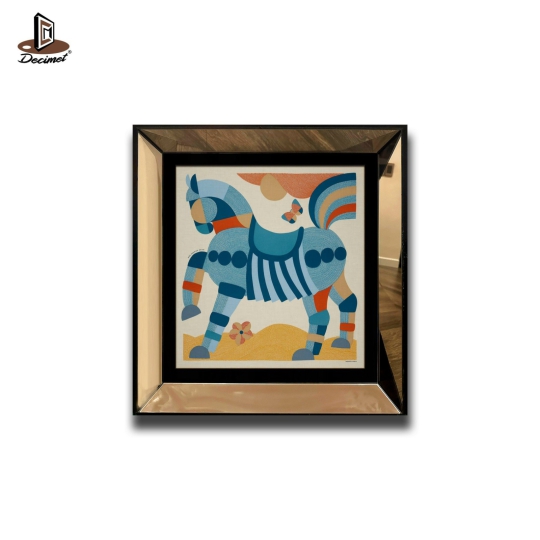 Tranh Khung Gương Vuông Hermes. Blue Mon Premier Galop 140