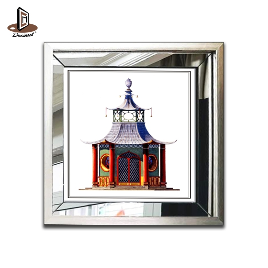 Tranh Khung Gương Bạc Ghép Composite Chinoiseries. Chinese Summerhouse
