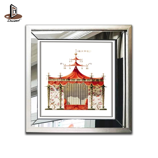 Tranh Khung Gương Bạc Ghép Composite Chinoiseries. Chinese Tent