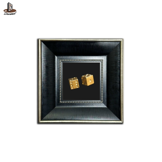 Tranh Khung Composite Đen Gold Bản To  Golden Dice