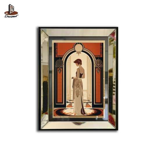Tranh Khung Gương Bạc Woman In Art Deco Style