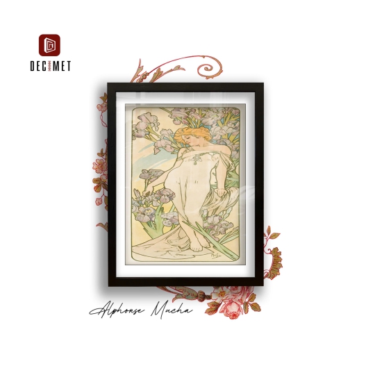 Tranh Khung Composite Đen Gân Alphonse Mucha