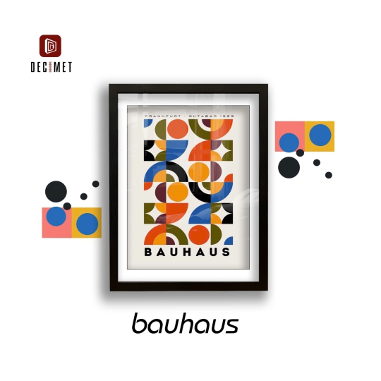 Tranh Khung Composite Đen Gân Bauhaus 1919 Geometric