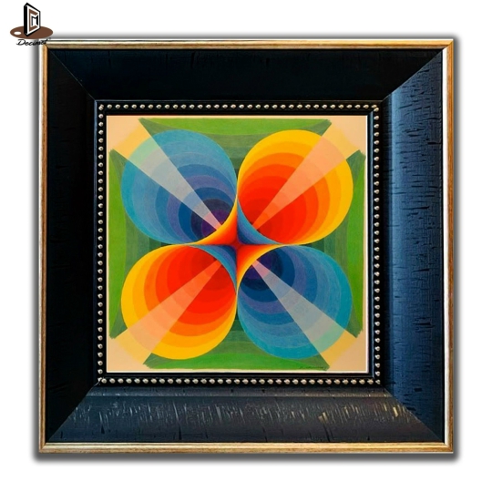 Tranh Khung Composite Đen Gold Bản To Geometric Art