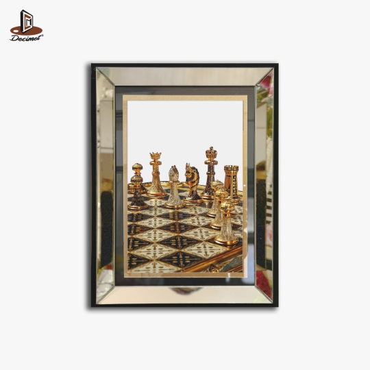 Tranh Khung Gương Bạc Chess Caro
