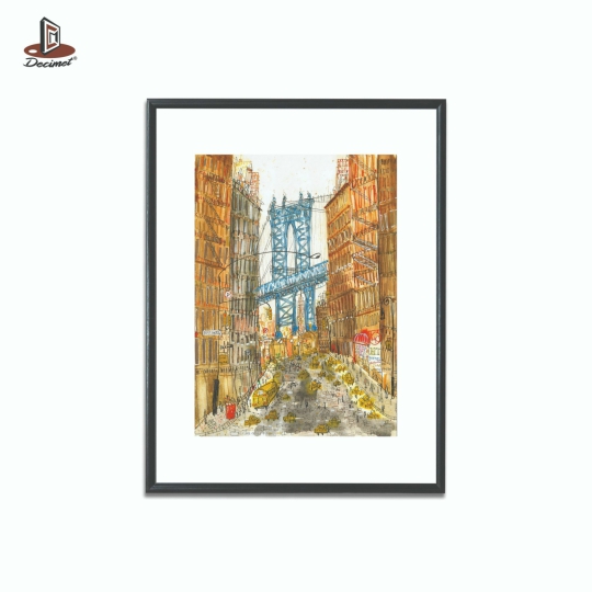 Tranh Khung Composite Đen Mỏng Manhattan Bridge