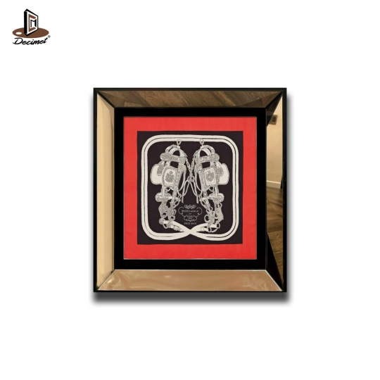 Tranh Khung Gương Vuông Hermes Khăn Scarf Brides de Gala Brode Main 