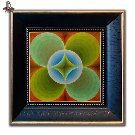 Tranh Khung Composite Đen Gold Bản To Geometrical Abstraction