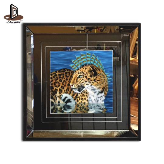 Tranh Khung Gương Trà Wild Leopard