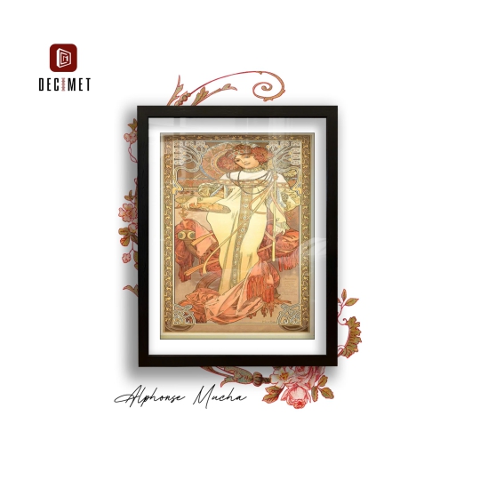 Tranh Khung Composite Đen Gân Alphonse Mucha of Seasons Art Nouveau