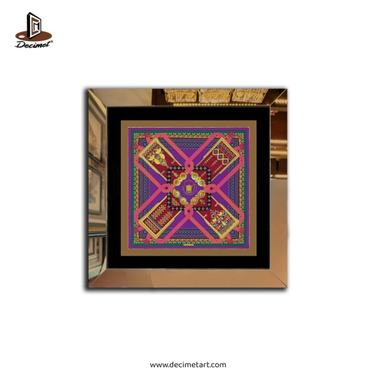 Tranh Khung Gương Vuông Hermes. Khăn Brins D'Or
