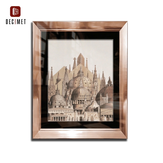 Tranh Khung Composite Bố HQ Hồng Gold Watercolor 