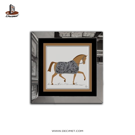 Tranh Khung Gương Bạc Baroque Gris And Horse