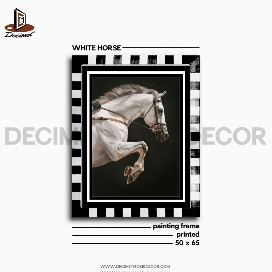 Tranh Khung Compiste Vẽ Tay White Horse