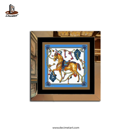 Tranh Khung Gương Vuông Hermes. Khăn Pattern Deer