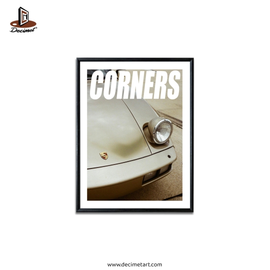 Tranh Khung Composite Đen Mỏng Corners. Porsche 911- Sil