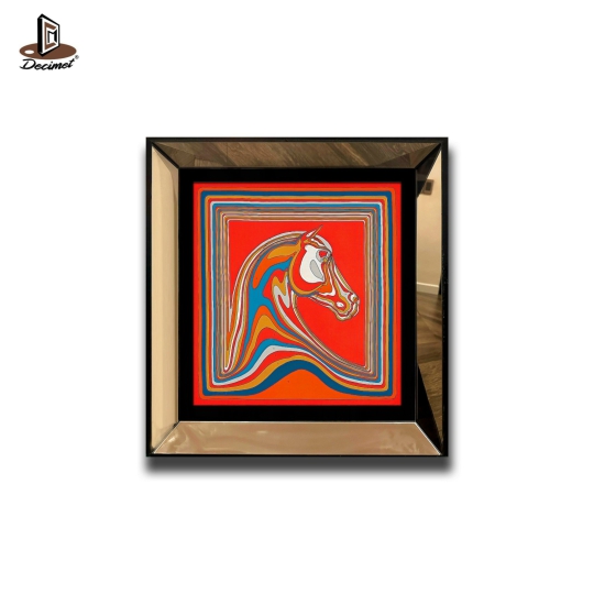 Tranh Khung Gương Vuông Hermes Pegasus Landscape Orange
