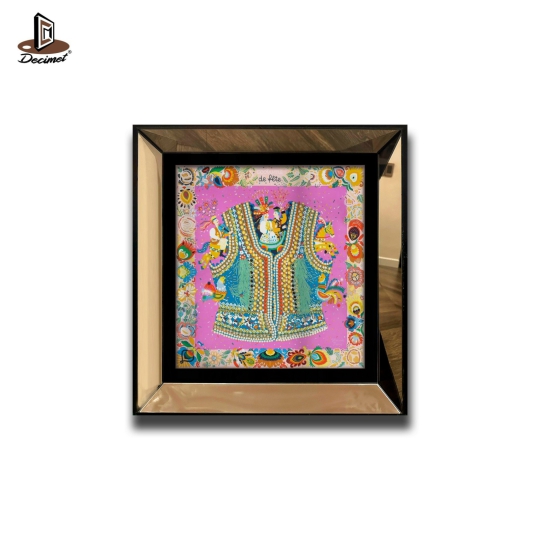 Tranh Khung Gương Vuông Hermes. Costume de Fete Stole Curry Black