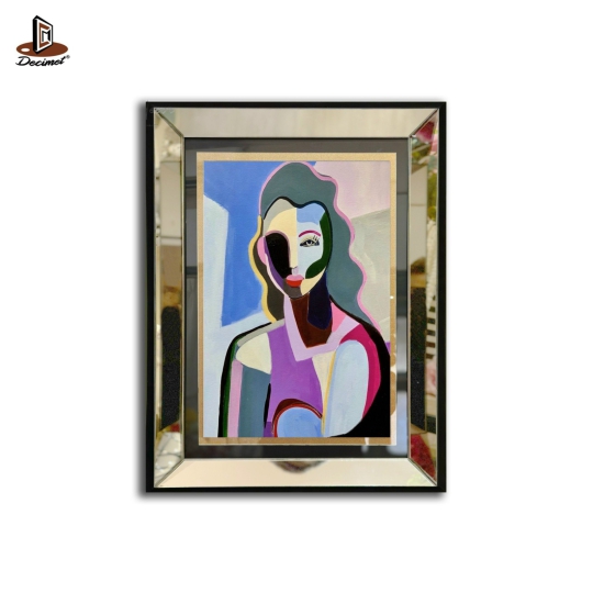 Tranh Khung Gương Bạc Original Abstract Face Painting