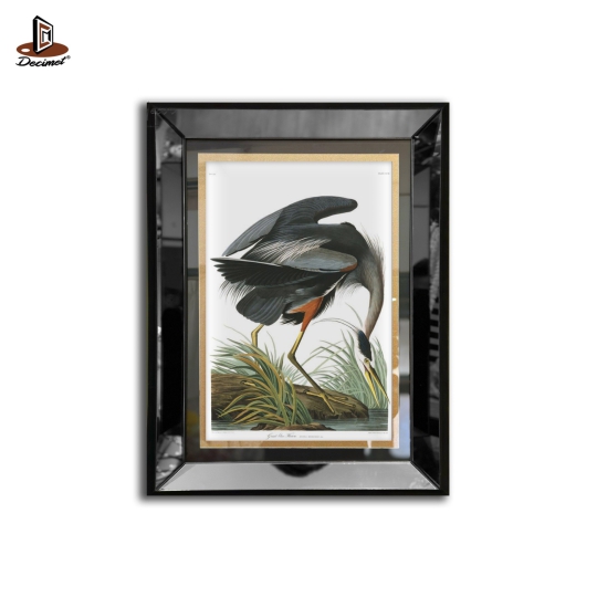 Tranh Khung Gương Đen Great Blue Heron