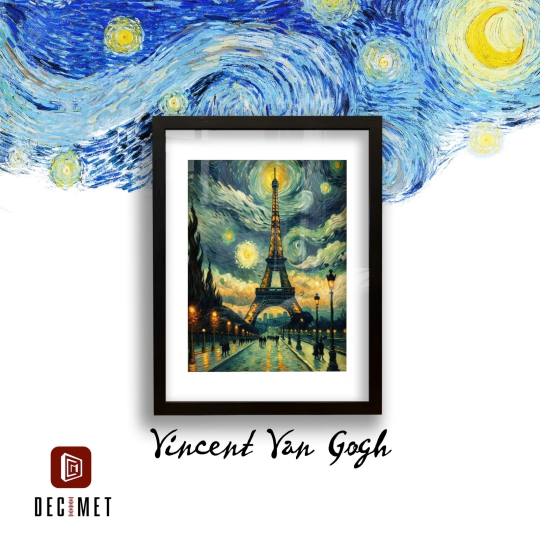 Tranh Khung Composite Đen Gân Paris Van Gogh