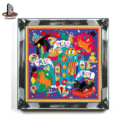 Tranh Khung Gương Bạc Hermes Decoffe Scarf