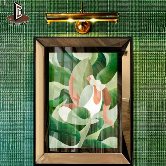 Tranh Khung Gương Bạc Green Girl