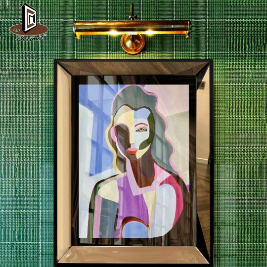 Tranh Khung Gương Bạc Original Abstract Face Painting