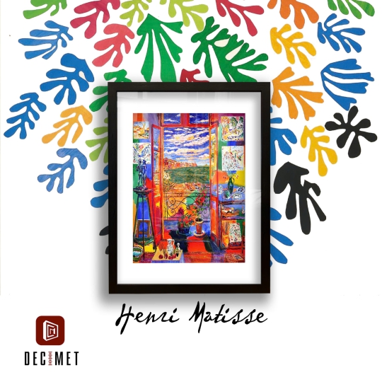 Tranh Khung Composite Đen Gân Henri Matisse Open Window Fauvism
