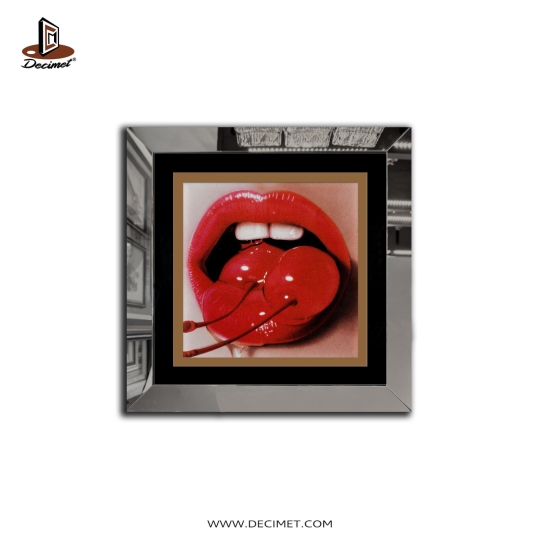 Tranh Khung Gương Bạc Cherry Lips
