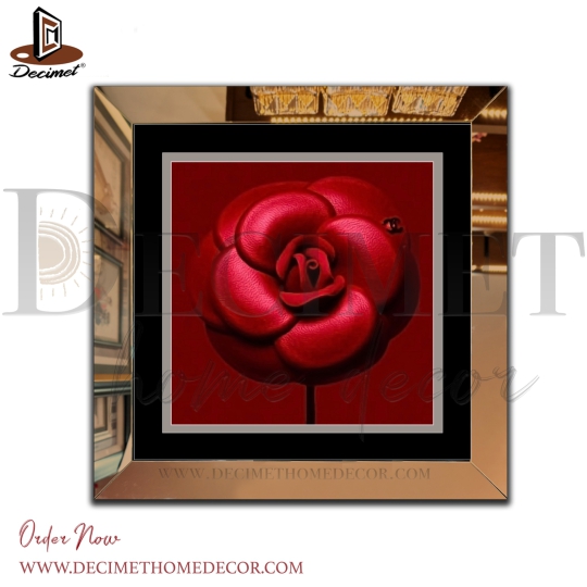 Tranh Khung Gương Trà Chanel. Red Flower