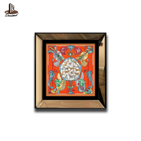 Tranh Khung Gương Vuông Hermes. Cavalcades Scarf 90