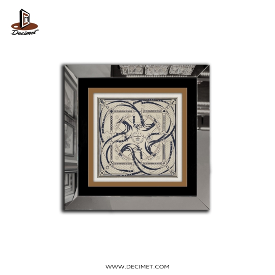 Tranh Khung Gương Vuông Hermes. Khăn La Promenade Du Matin Bandana Cream
