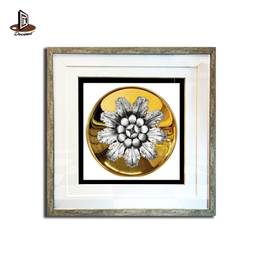 Tranh Khung Composite Giả Bê Tông Piero Fornasetti Gold Plated Porcelain Plate