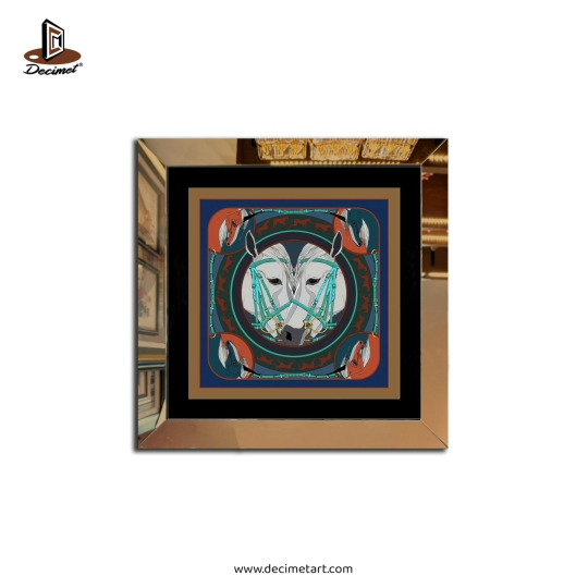 Tranh Khung Gương Vuông Hermes. Khăn Creative Horse