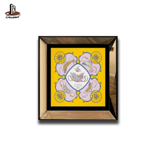 Tranh Khung Gương Vuông Hermes Springs Scarf Yellow