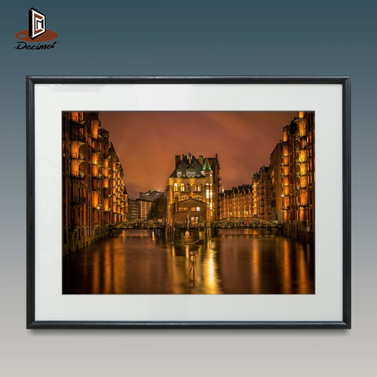 Tranh Khung Composite Đen Mỏng Speicherstadt in Hamburg