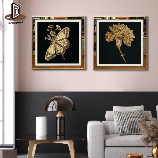 Set Tranh Con Bướm Và Hoa Hồng