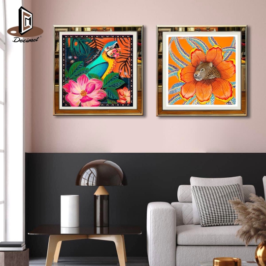 Set Tranh Hermers Tiger and Parrot