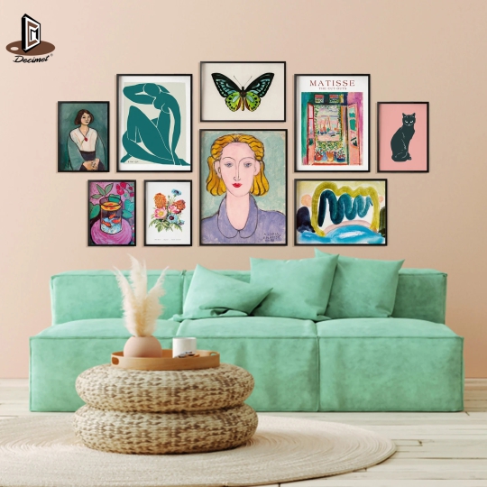Set Tranh Butterfly Cat Flower Woman Nude Henri Matisse Canvas Art