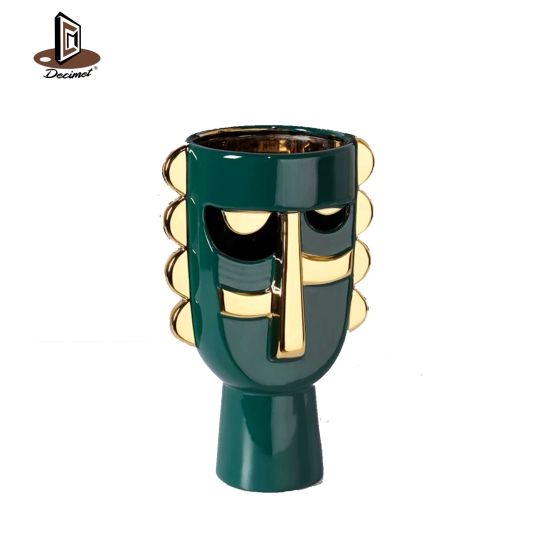 Green Gold Vase Face Art