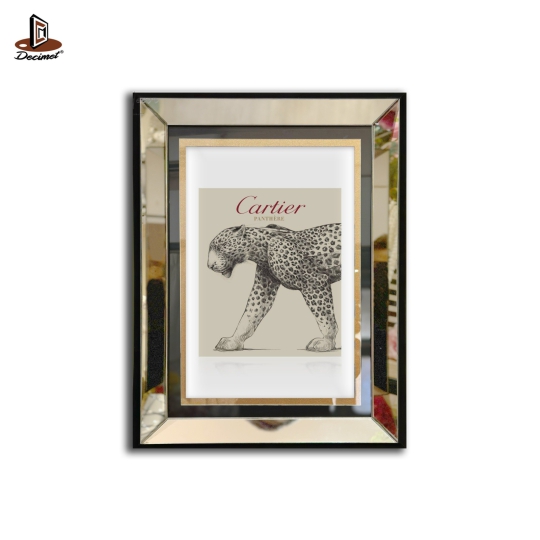 Tranh Khung Gương Bạc Cartier. Panthere