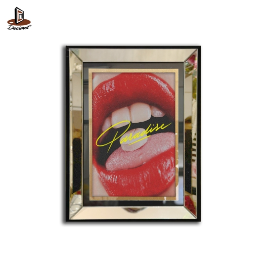 Tranh Khung Gương Bạc Lips. Paradise