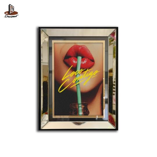 Tranh Khung Gương Bạc Lips. Loco Contigo