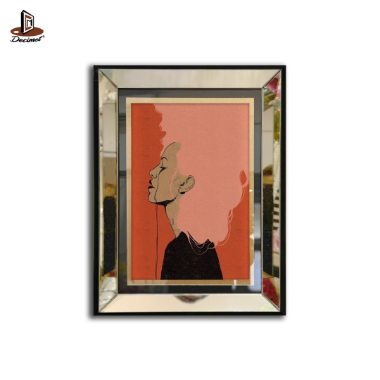Tranh Khung Gương Bạc Teardrop Girl. Power Smoking Women Posters